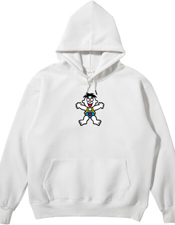 室旺仔牛奶联名潮牌宽松加绒外套女男情侣可定制卫衣 白色全身加绒 xl