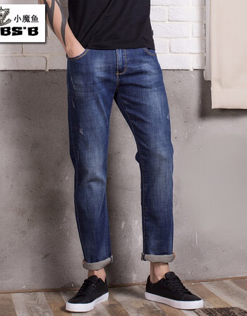 bs2b小魔鱼牛仔裤男2019春夏季新款商务休闲舒适百搭中腰修身小直脚裤