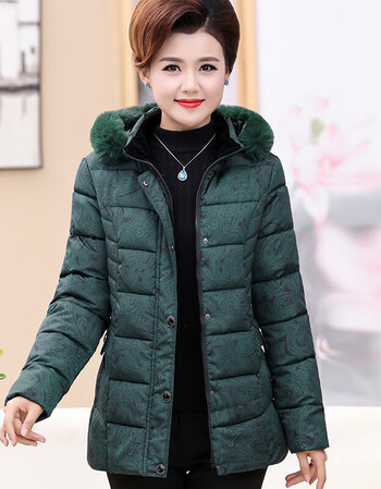 简宠儿冬装中老年 棉袄女中长款2018 中年女装 棉服妈妈 棉衣外套