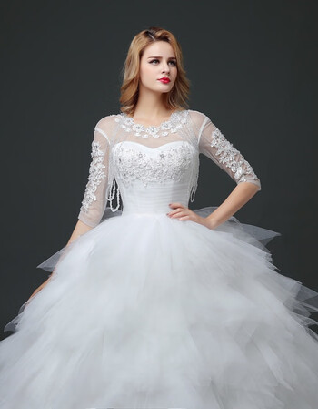 女装 礼服 洛帝(luodi) 2018新款新娘婚纱蓬蓬裙白色绑带收腰镶钻婚纱