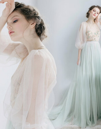 天使 度假旅拍轻婚纱 森系草坪户外海边沙滩外景新娘婚纱礼服t 浅青色