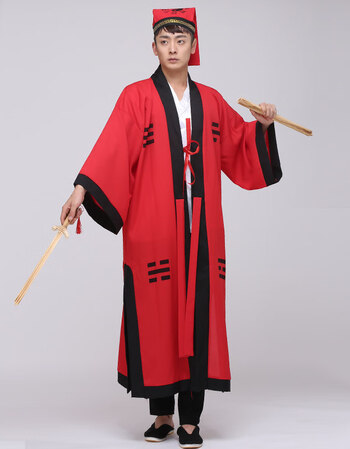 服装演出服法衣道袍林正英八卦道袍男公司年会表演服装 品质定制 红色