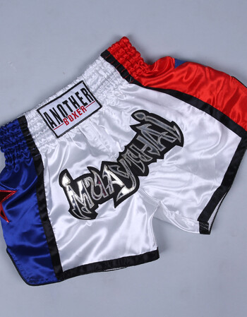 散打短裤男自由搏击运动短裤比赛mma健身格斗短裤泰拳2019 白色 xs