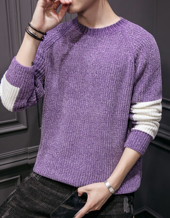 男士紫色毛衣怎么搭配图片