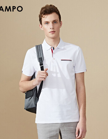 lampo/蓝豹18男士短袖t恤棉质微弹白色男士翻领polo 白色 46