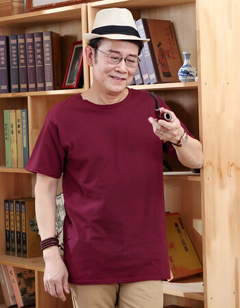 高端精品上新老人短袖t恤男夏天半袖中老年男士50-60岁圆领宽松体桖70
