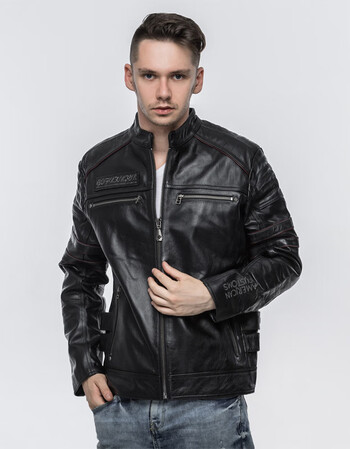 男装 真皮皮衣 朕衣轩 反季促销朋克真皮机车夹克男牛皮骷髅头刺绣