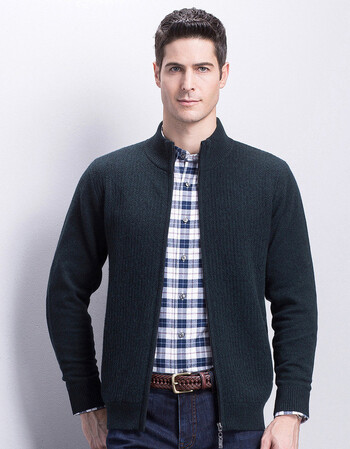 京东优选旗舰店恒源祥羊绒衫男 2018新款秋冬保暖中年毛衣半高圆领