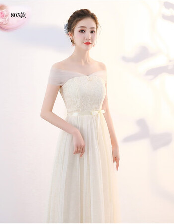 伴娘服女2018晚礼服韩版姐妹团连衣裙长款一字肩伴娘裙夏a 香槟色803