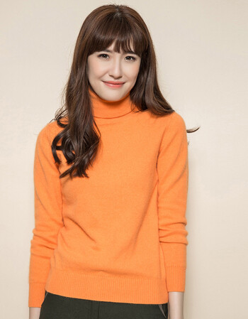 秋冬新款高领羊绒衫女装色毛衣短款套头修身简约打底