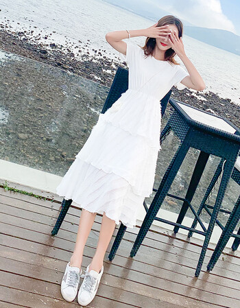 江南布依新款甜美蛋糕裙连衣裙2019新款裙子仙女超仙森系流行夏天裙子