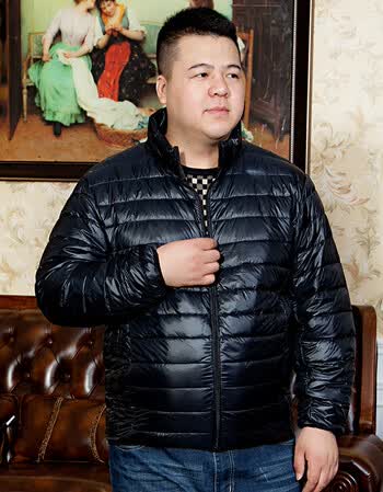 加大胖子肥佬立领羽绒外套特大号潮男式雨绒服 黑色 6xl【270斤左右】