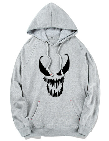 venum毒液卫衣男漫威联名汤姆哈迪加绒加厚冬款潮流酷外套 灰色薄款ca