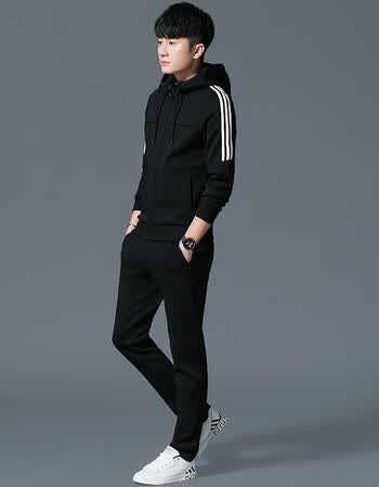 耐尅官方旗舰店运动套装男春秋两件套连帽2018春新款青年卫衣潮男士