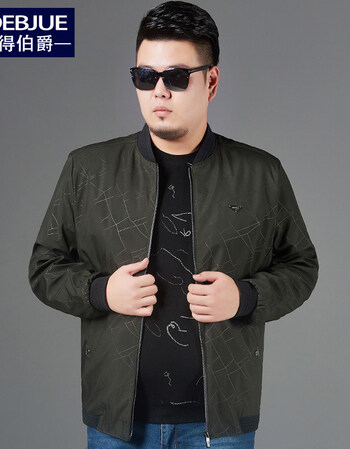 男立领宽松加肥加大码外套男装棒球服肥佬胖子上衣大码宽松胖哥衣服