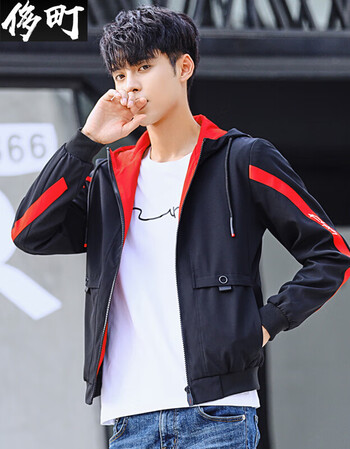 侈町2018秋季新品小青年连帽夹克男士潮流韩版帅气修身纯色休闲外套