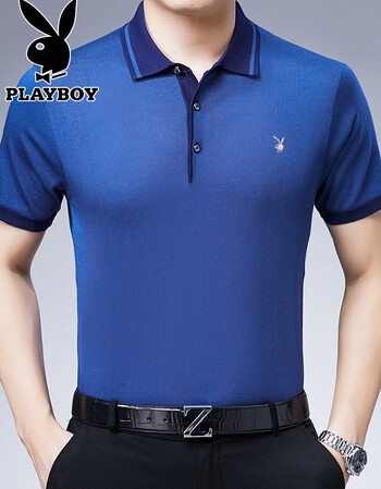 花花公子短袖t恤男夏装衣服中年男士薄款商务休闲t恤宽松短袖子中老年