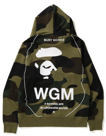 潮牌bape 猿人头新款拉链连帽迷彩卫衣 绿迷彩 l