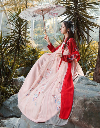 汉服曲裾古装2018新款甜美汉服民族服装女古装曲裾演出服装装汉元素