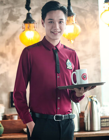 ktv服务员工作服秋冬长袖衬衫酒吧吧台工装制服夜场服务生工作装 男酒