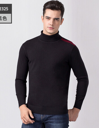 冬装高领纯色毛衣两翻领套头针织衫加厚打底衫韩版线衣 m2325高领黑色