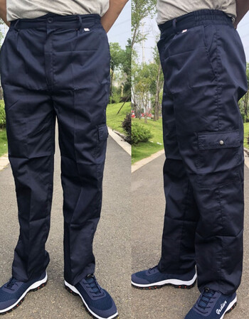 细帆布工作裤子耐磨劳保裤男工作服裤子汽修劳保裤男工裤工装制服藏青