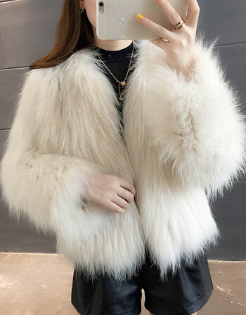 【年货优选】新款貉子毛皮草女皮草外套女短款 海宁狐狸毛进口貉子毛