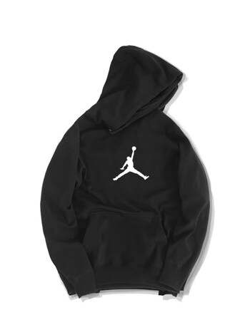 aj飞人卫衣男23号连帽套头同款潮流加绒加厚运动帽衫情侣装女 黑加绒