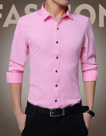 新郎衬衫加绒保暖男士长袖修身礼服结婚婚礼青年西装打底粉色衬衣sn