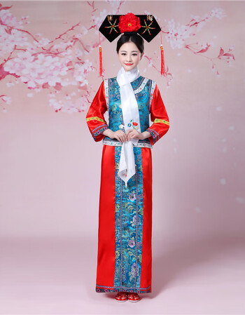 清朝古装还珠格格服装满族旗服宫女后宫甄嬛传反串班服演出服春季 天