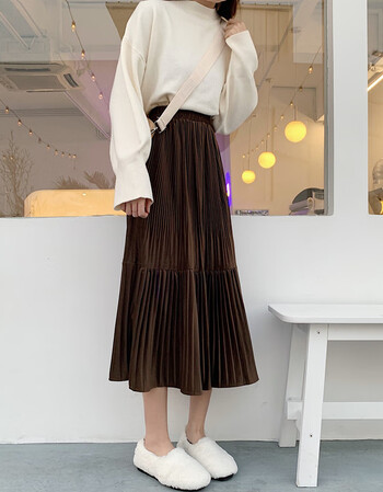 百褶下半身裙子半身长裙脚踝百折裙秋冬韩版女学生加厚高腰显瘦裙a裙