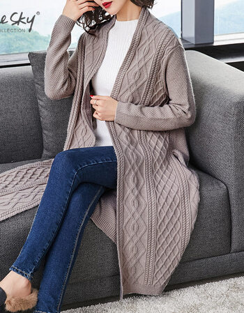 女装秋装针织外搭中长款女2018新款秋季开衫复古毛衣外套春秋宽松披肩