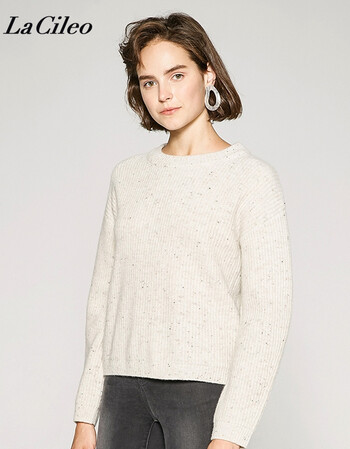 lacileo 毛织套头羊毛烟囱领毛衫2017冬季新品 麦芽色 155/80a