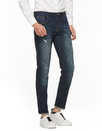 秋冬新款个性水洗牛仔裤男学生青年时尚帅气长裤潮裤子 20牛仔蓝 31