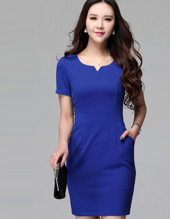 2015女装套装套裙女士正装工作服职业套装时尚ol职业连衣裙d6898 蓝色