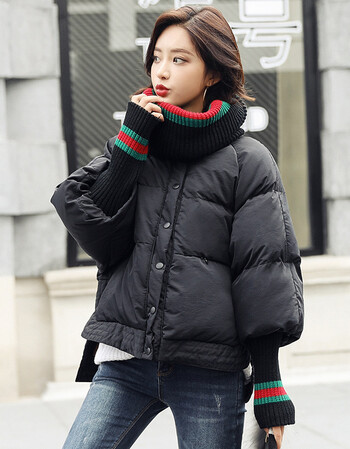 短款女冬季韩版2017宽松bf面包服原宿外套休闲小 黑色 xl