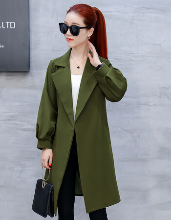 女装 风衣 emem 外套女中长款款灯笼长袖春秋季新款韩版潮时尚女装