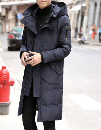 凡迪时尚中长款棉服棉袄男 男士冬季外套男装连帽棉大衣男青年冬装