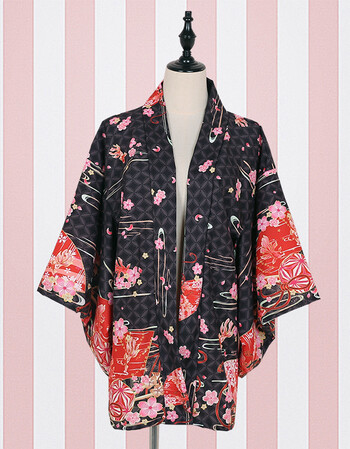 v2017日系和风花魁柄浴衣羽织外套0857 羽织黑色 均码