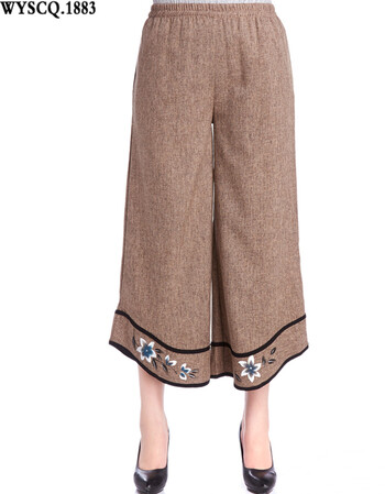 1883 中老年棉麻大码松紧腰裤裙 04 卡其色 4xl腰围2尺8-3尺