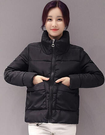 小棉袄女短款2017新款韩版秋冬季女装棉衣立领棉服面包服潮 黑色 xl