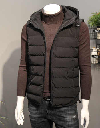 冬季新款连帽棉背心男韩版原创棉坎肩青年短款大码棉马甲潮 黑色 2xl