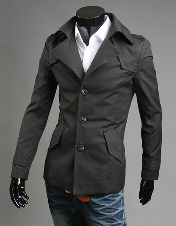 古莱登 男休闲风衣男士韩版修身风衣外套男款潮流短款风衣1600-7551