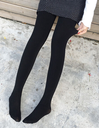 加绒加厚连裤袜修身显瘦一体外穿打底裤小脚裤紧身长裤女 黑色包脚