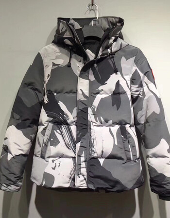 2017新款户外休闲保暖外套迷彩羽绒服男短款加厚 白迷彩 m