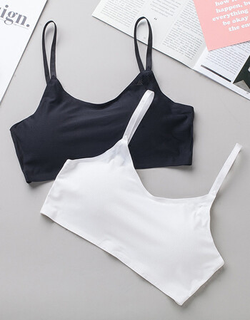 冰丝吊带美背抹胸打底防走光短款小背心裹胸内衣女学生高中少女 白色2