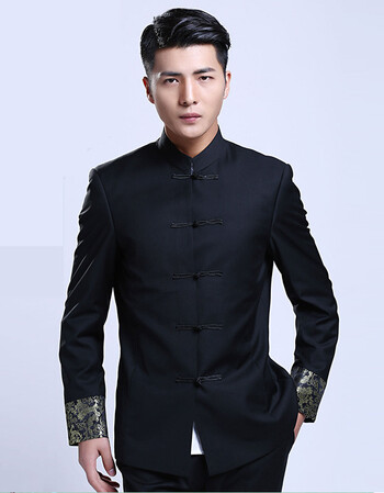 度凡尼斯中山装男青年修身中国风唐装学生表演中华立领新郎伴郎婚礼