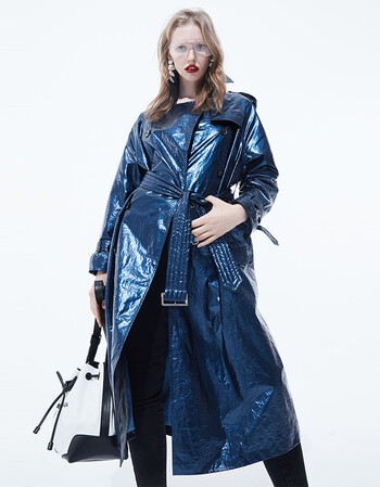 女装 风衣 弗洛拉 弗洛拉 2018春季新款风衣女长款百搭气质修身显瘦