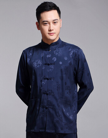 慕梵希中老年唐装套装男士长袖套装新品男装立领中山装中老年晨运练功