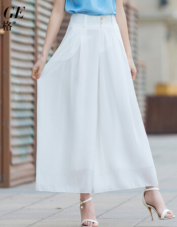 雪纺裙裤女夏2018新款九分阔腿裤女长裤高腰宽松大脚裤裙大码甩裤